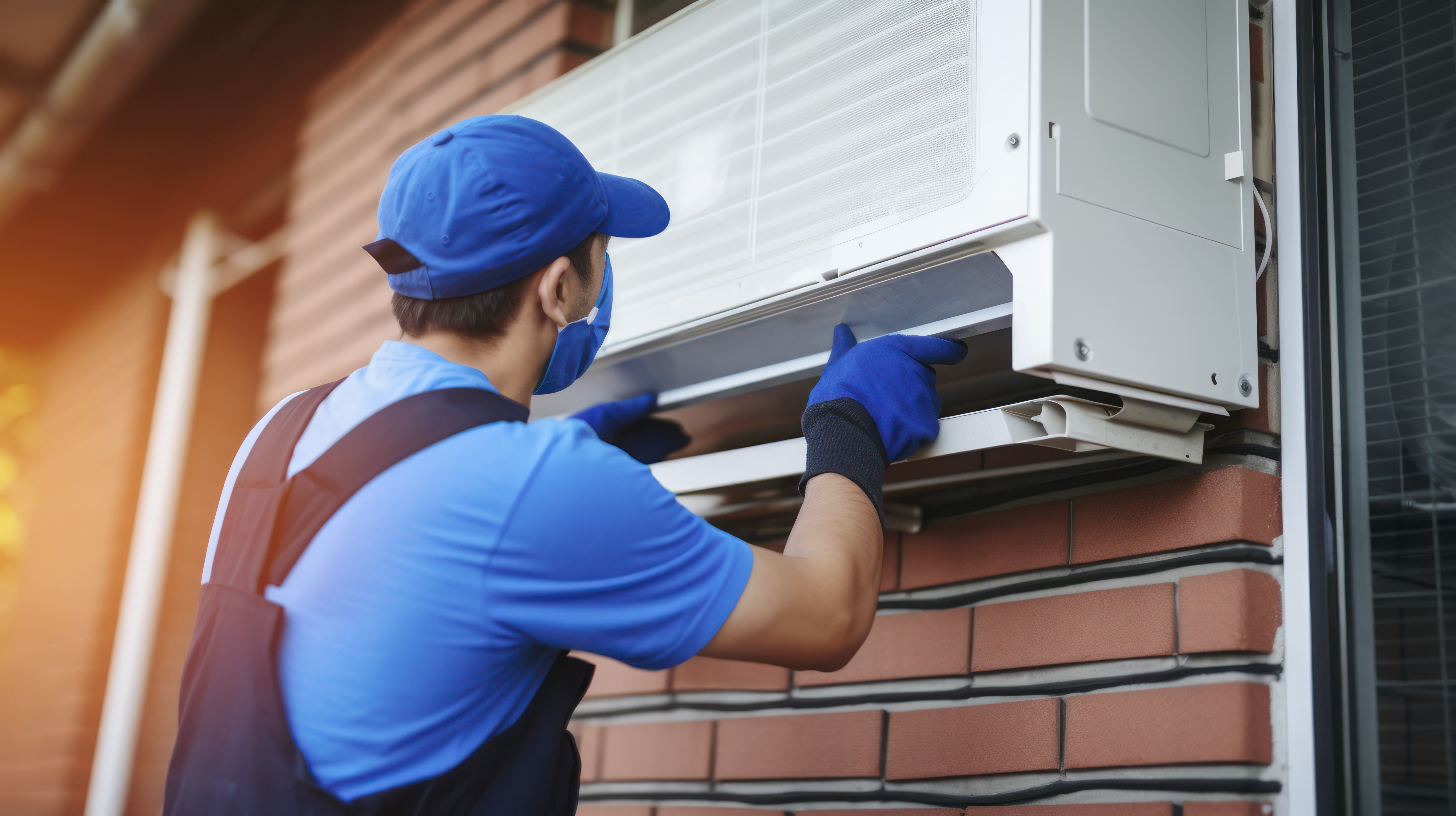 HVAC technician working on air conditioning unit in Smyrna GA